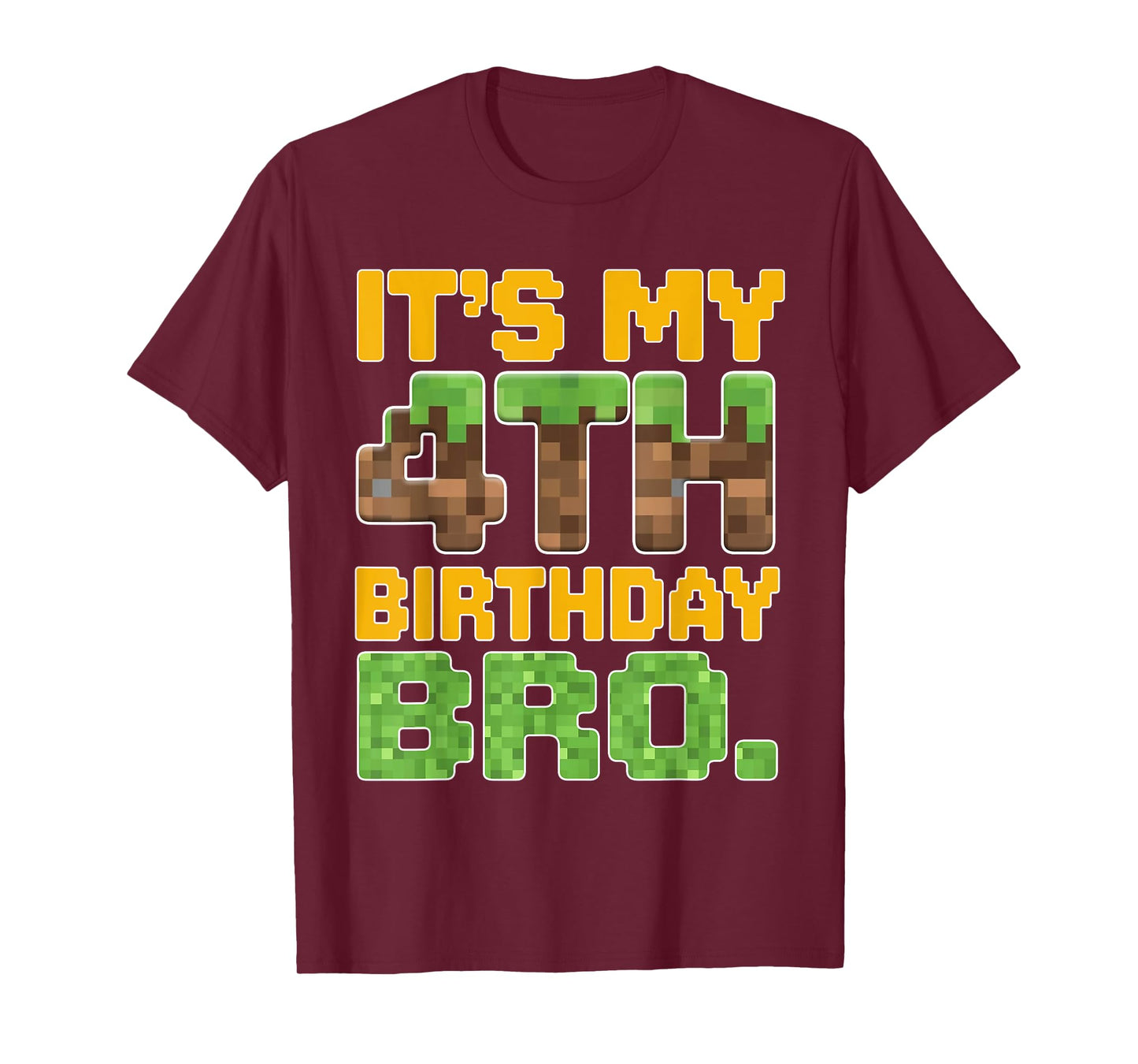 Funny It's My 4th Birthday Bro Video Game Pixel Bday Boy T-Shirt