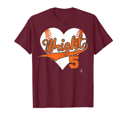 David Wright Baseball Heart T-Shirt - Apparel T-Shirt
