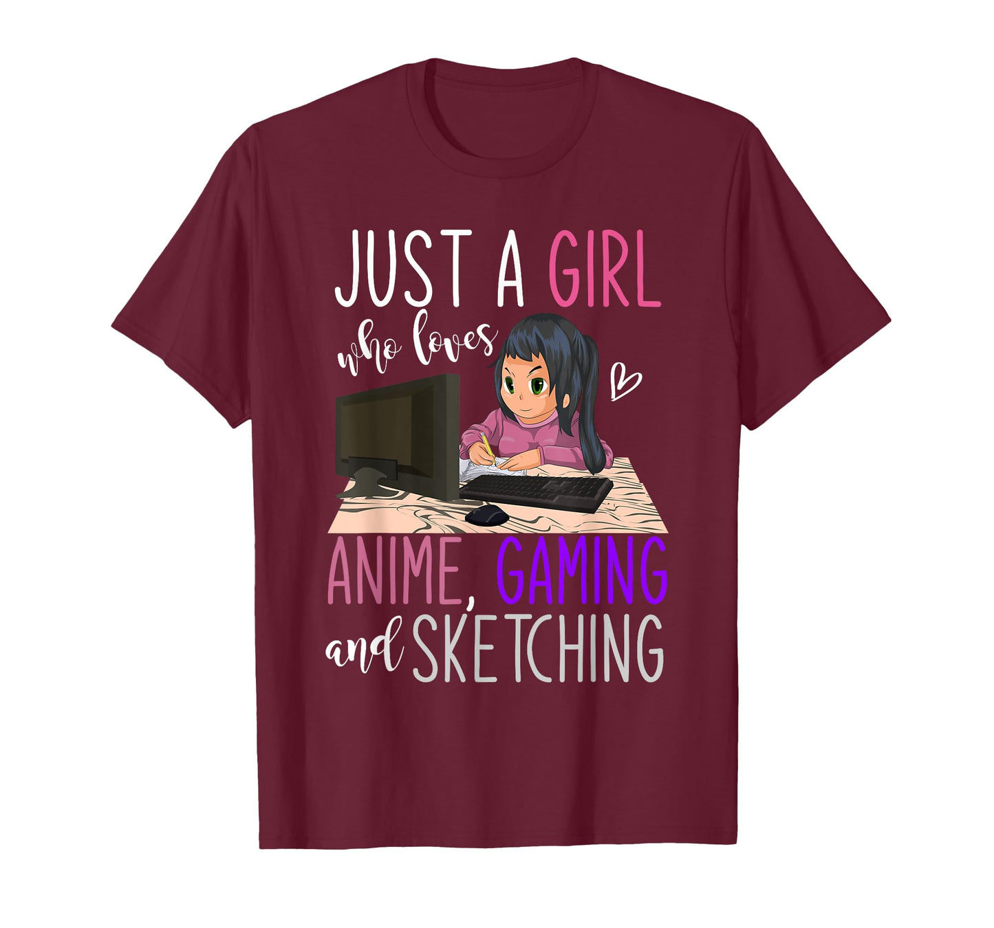 Artist Gamer Girls Gift Sketching Video Games Gaming Anime T-Shirt