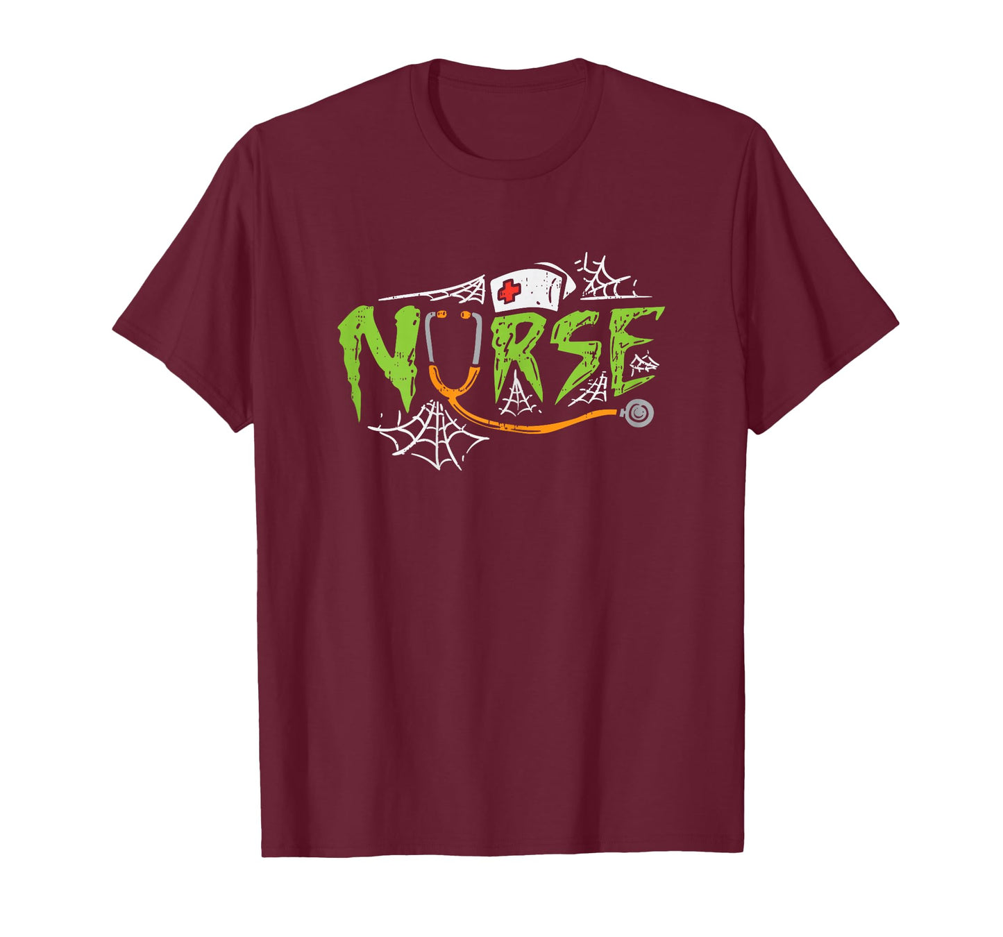 Nurse Spiderwebs Stethoscope Scary Halloween Costume RN Gift T-Shirt