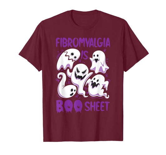 Fibromyalgia is Boo Sheet Purple Boos Funny Halloween Ghost T-Shirt