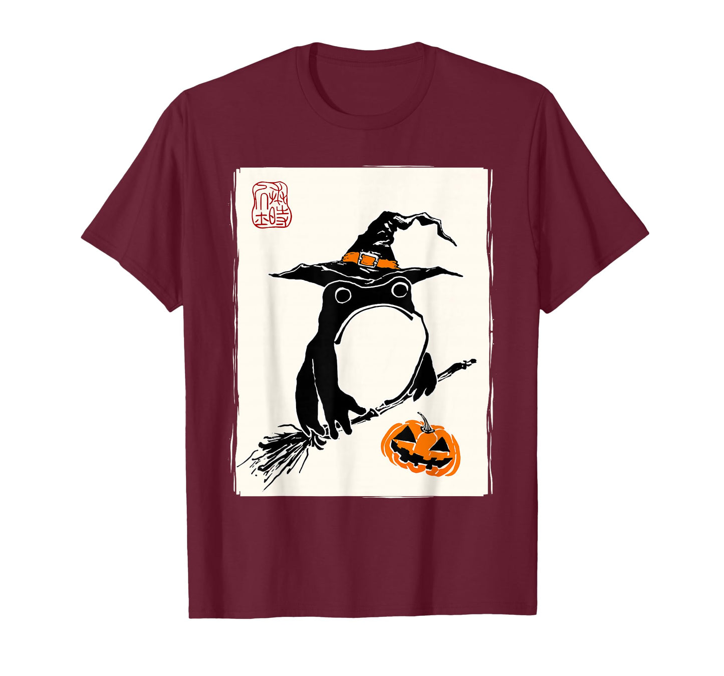Japanese Grumpy Frog Witch Men Women Kids Funny Halloween T-Shirt