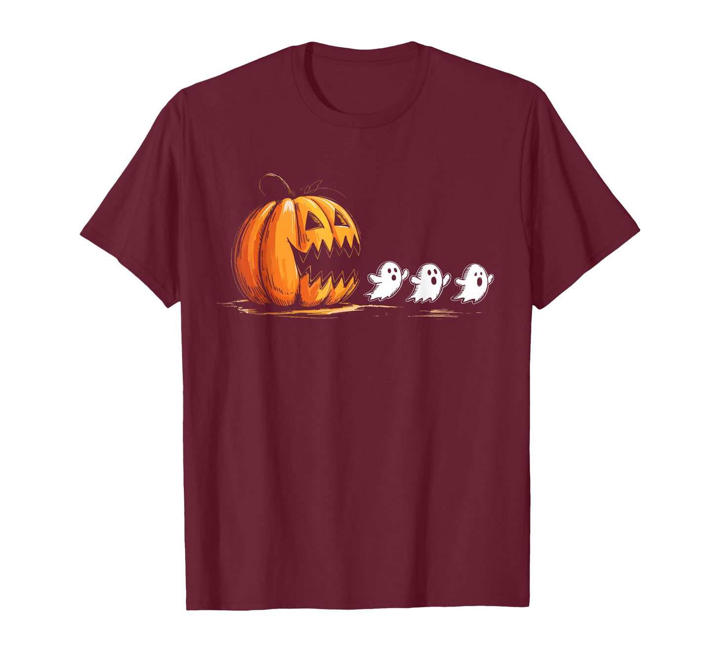 Halloween Gamer Pumpkin Eating Ghost Costume Men Boys Kids T-Shirt