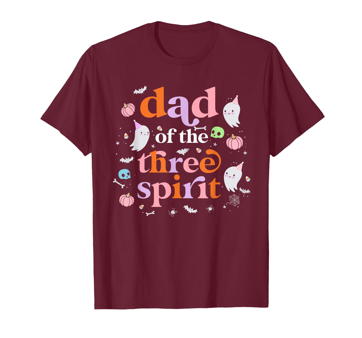 Mens Dad of The Three Spirit Halloween 3rd Bday Boy Ghost T-Shirt