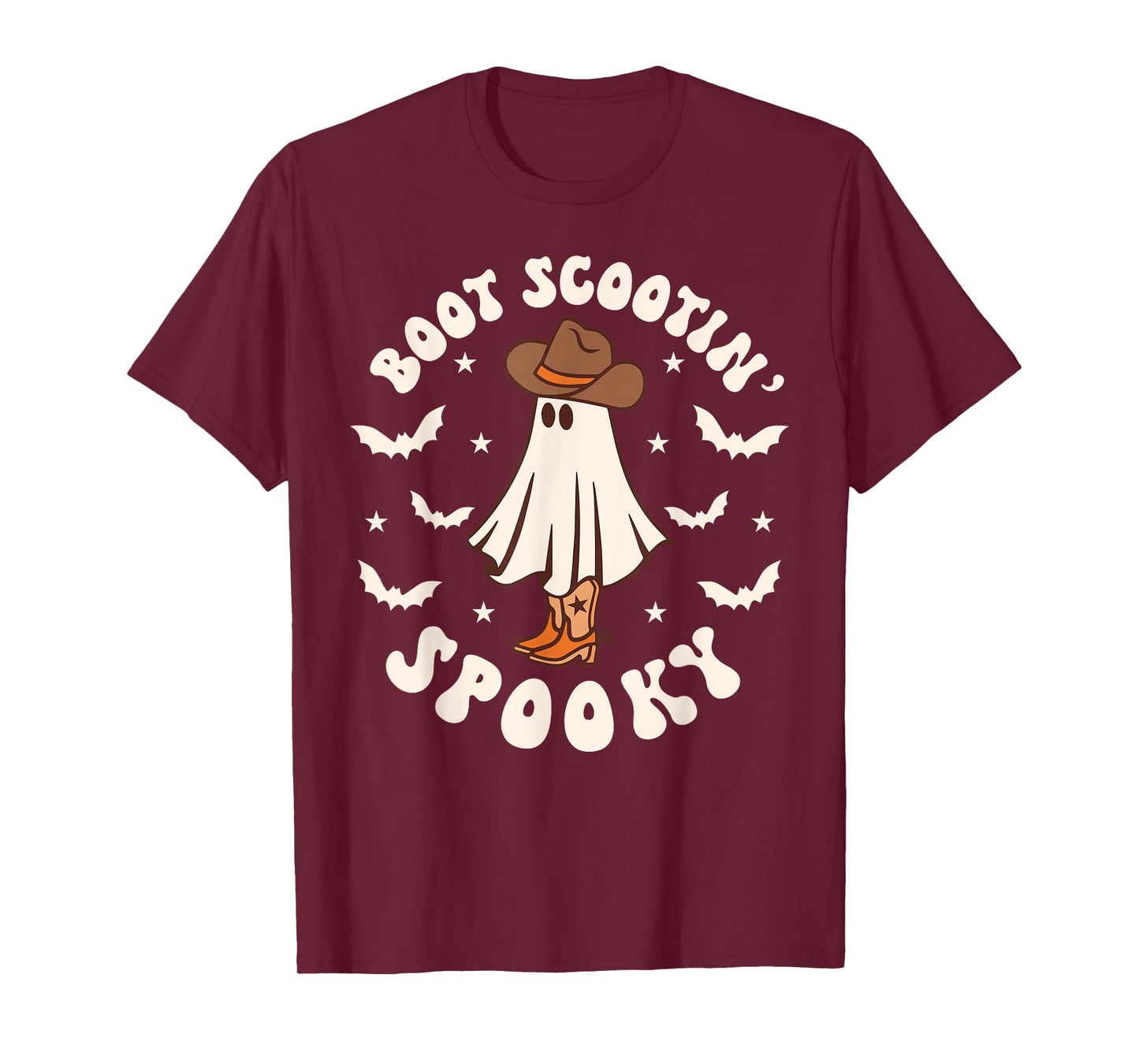 Retro Western Halloween Cute Ghost Funny Boot Scootin Spooky T-Shirt