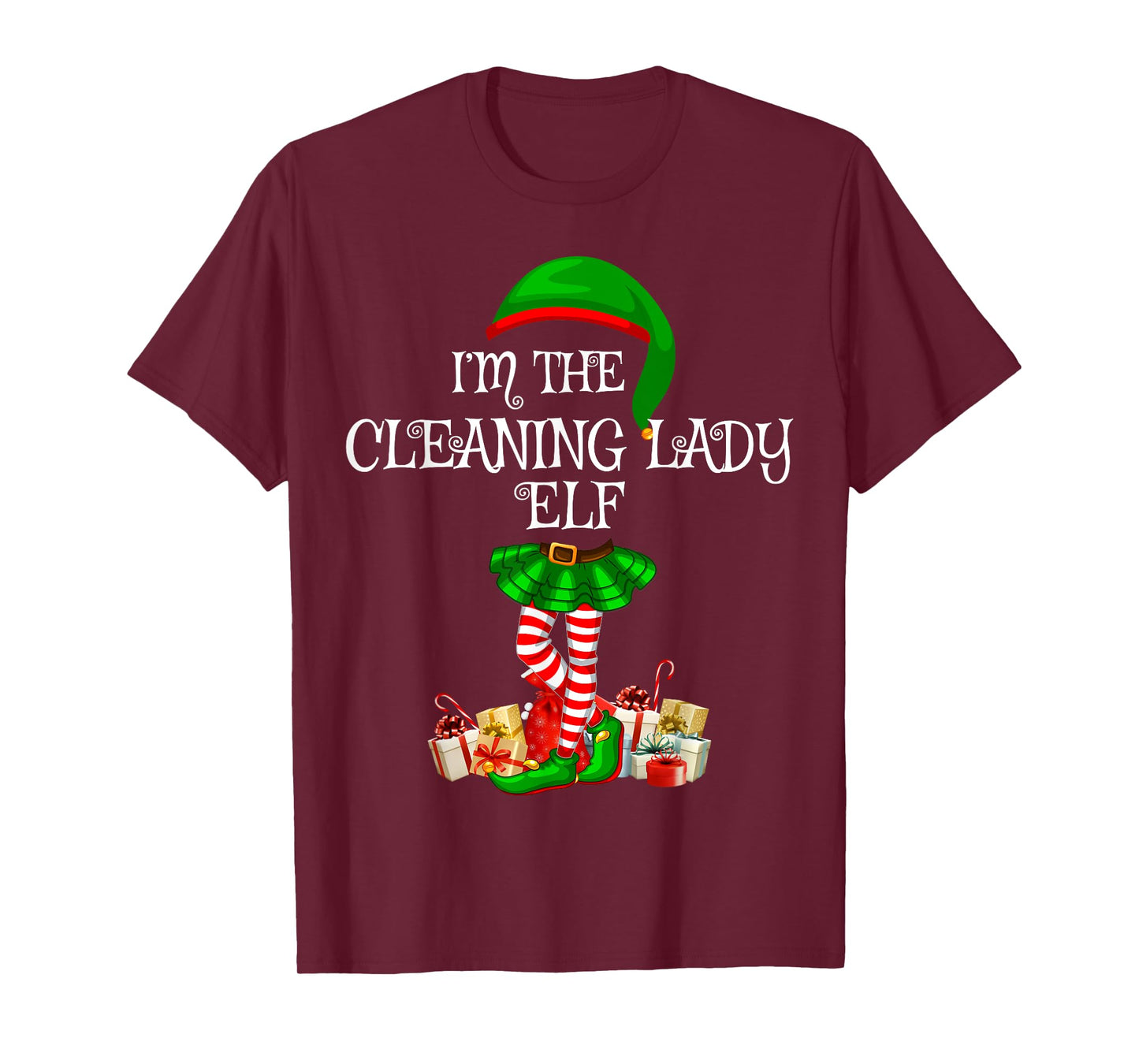 Matching Family Group I'm The Cleaning Lady Elf Christmas T-Shirt