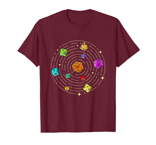 Dice Set in Space - RPG Tabletop Games D20 Tabletop T-Shirt