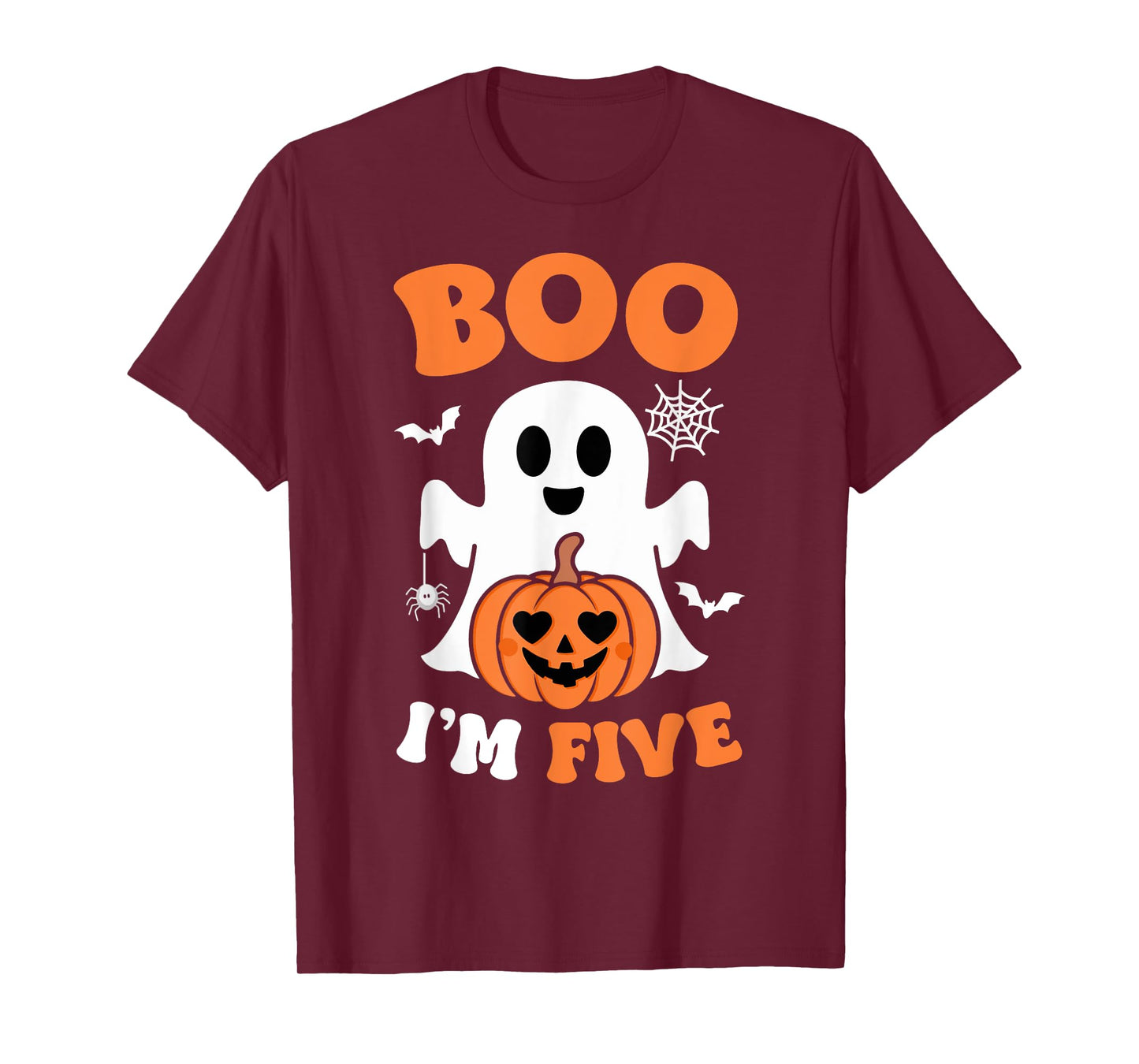 Ghost Boo I'm Five Year 5th Birthday Boys Halloween Groovy T-Shirt