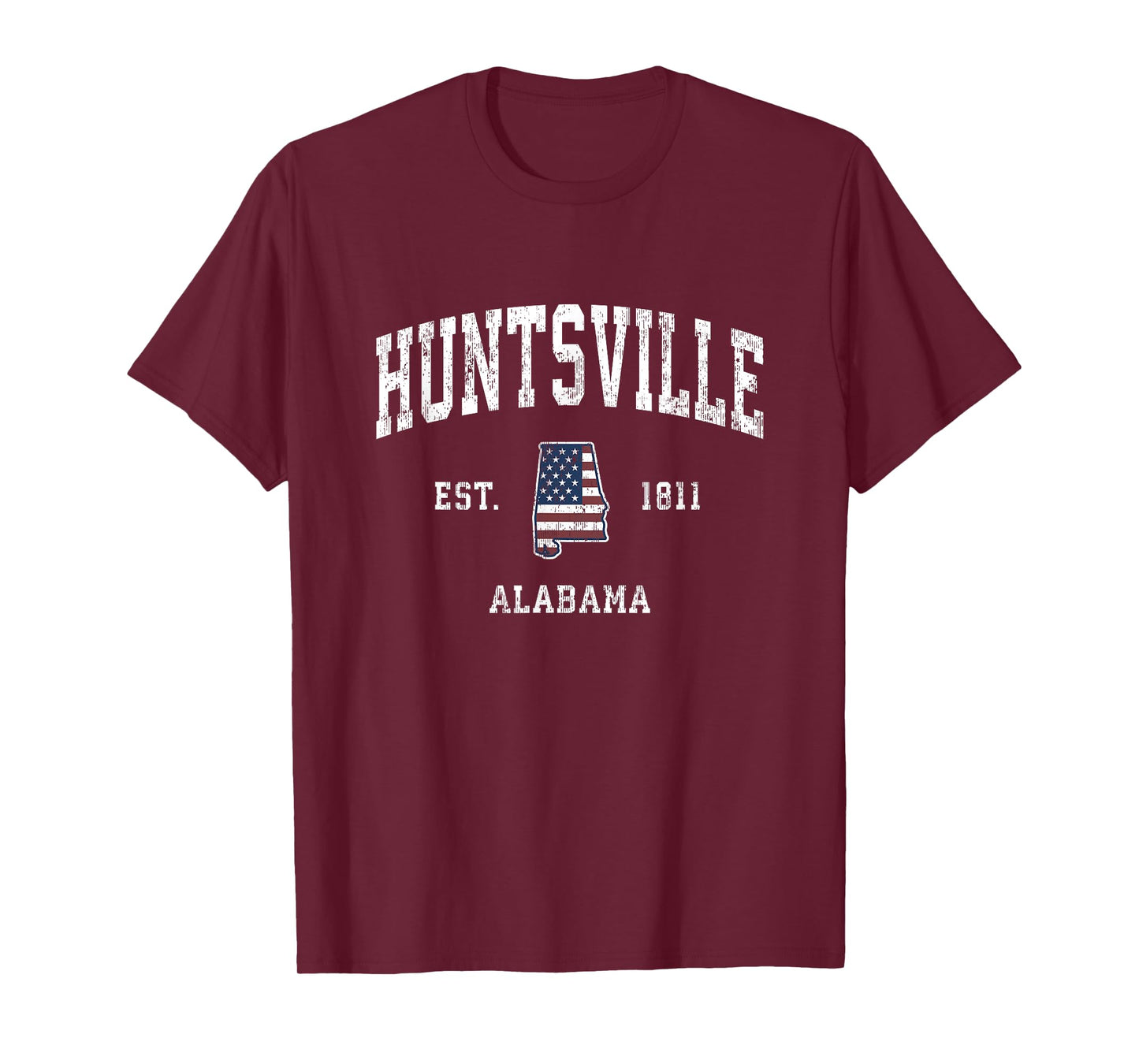 Huntsville Alabama AL Vintage American Flag Sports Design T-Shirt