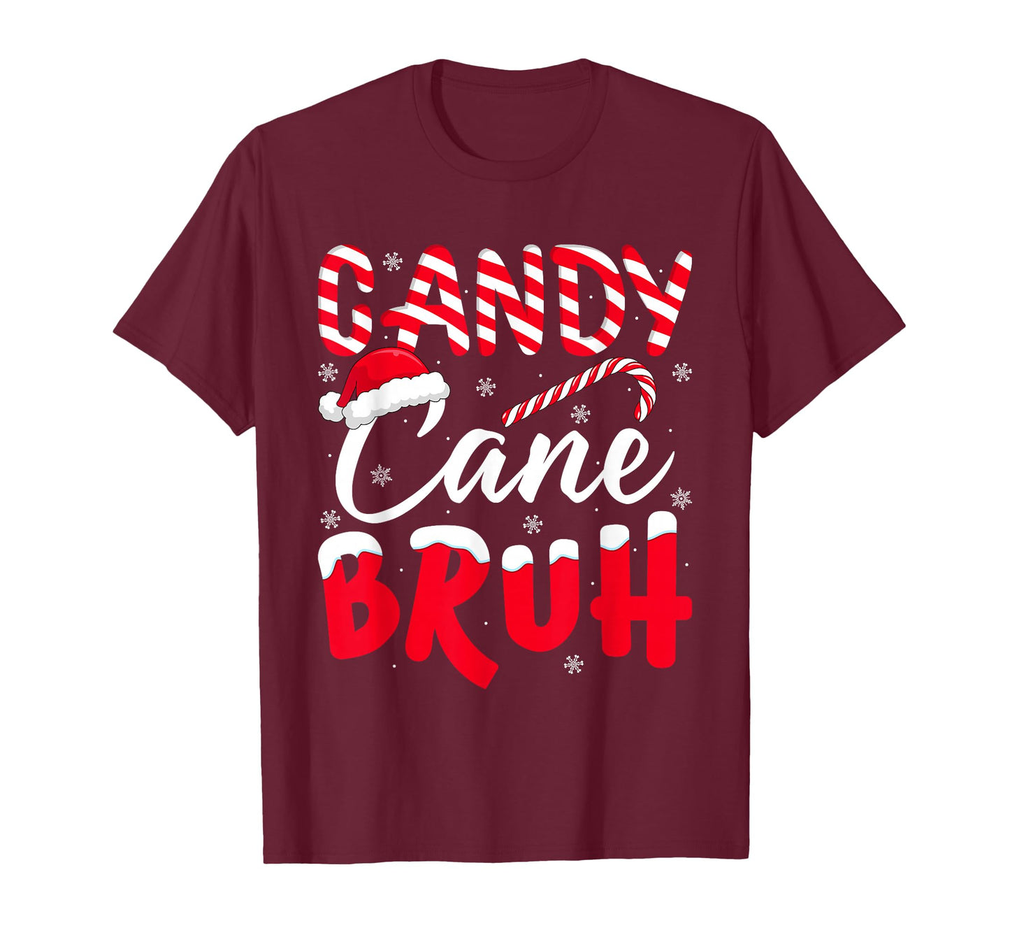 Candy Cane Bruh Christmas Love Candy Teens Boys Kids Xmas T-Shirt