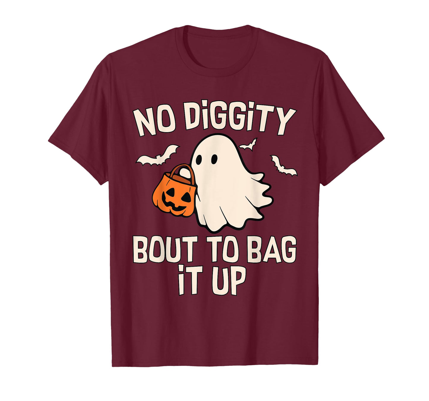 No Diggity Bout To Bag It Up Cute Ghost Halloween Kids Candy T-Shirt