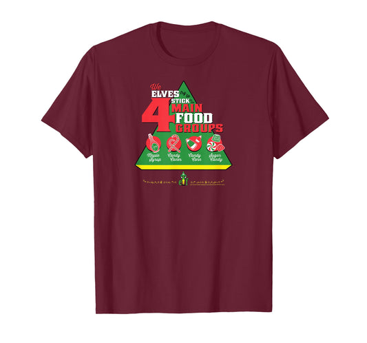 Elf Food Groups Food Pyramid Funny Christmas T-Shirt