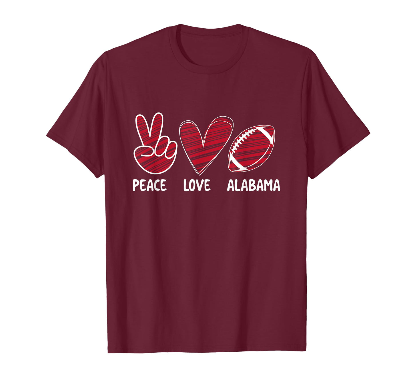 Peace Love Alabama - Alabama Football Lover Game Day T-Shirt