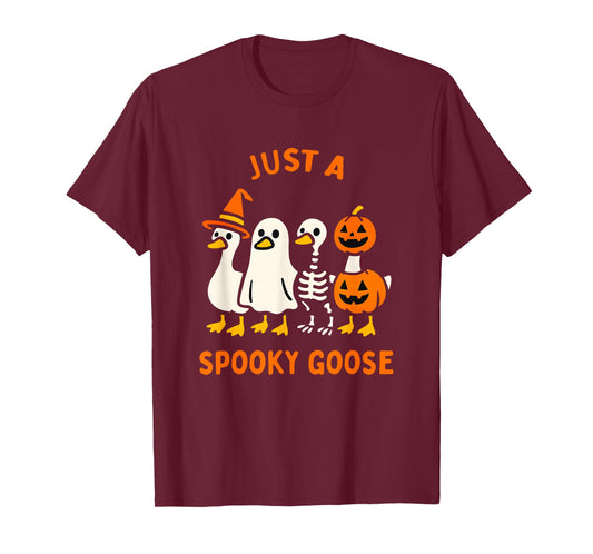 Just a Spooky Goose Silly Halloween Costume Funny Women Kids T-Shirt