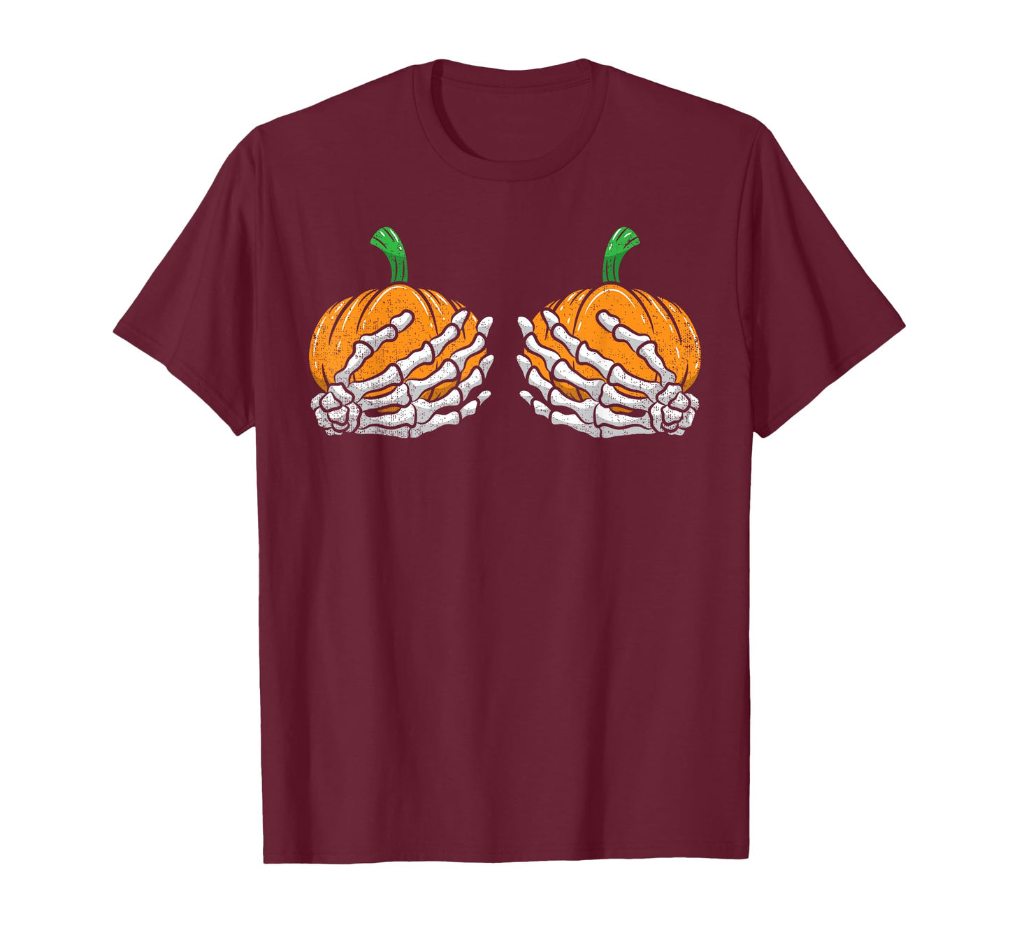 Pumpkin Skeleton Hands Bra Halloween Costume Girls Women T-Shirt