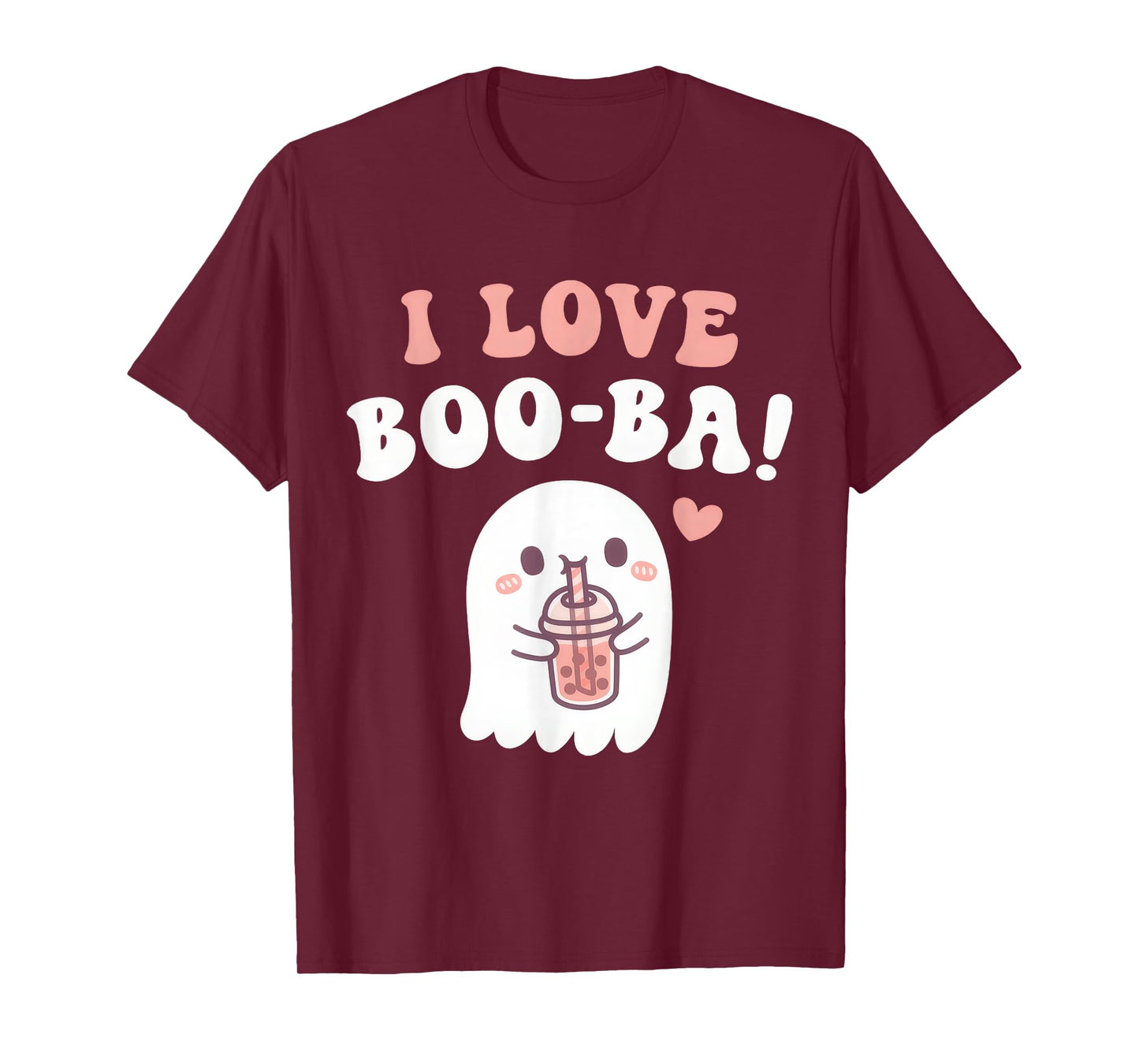 Cute Ghost I Love BOOba Boba Tea Funny Halloween Boy Kid T-Shirt