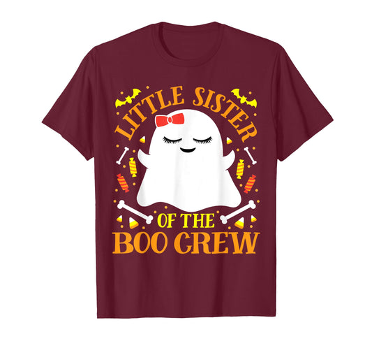 Little Sister Boo Crew Ghost Matching Family Girls Halloween T-Shirt