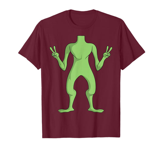 Alien Body Costume Halloween UFO Alien Lover Peace Sign T-Shirt