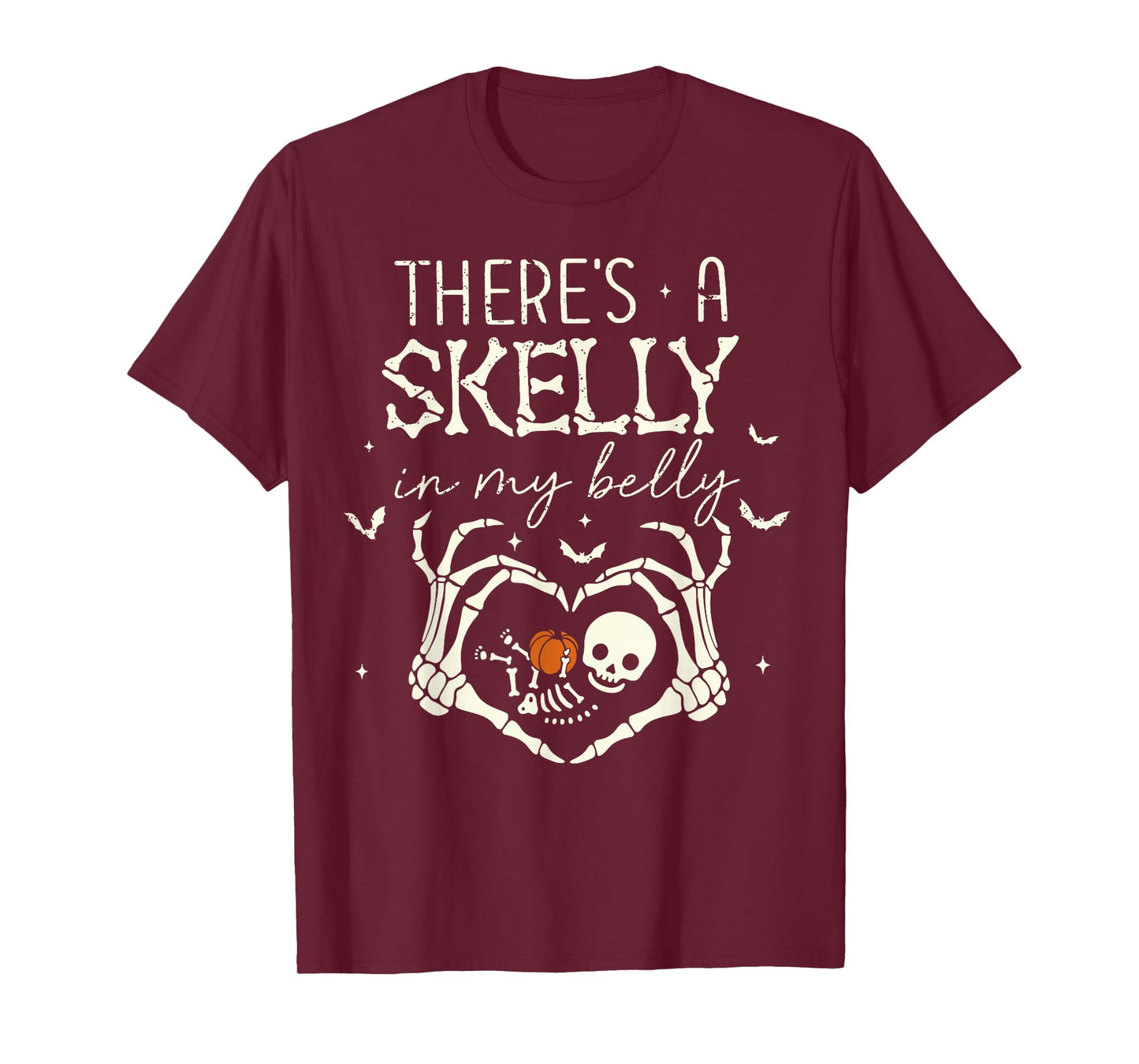 There's A Skelly in My Belly Funny Halloween Pregnancy Women T-Shirt
