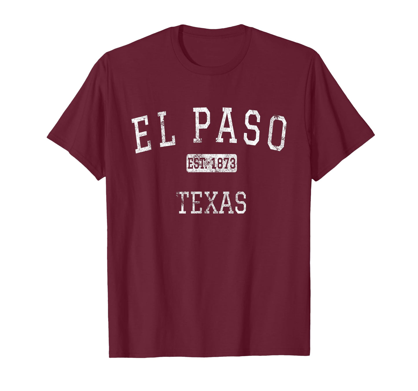El Paso Texas Vintage T-Shirt - Black - Small - Unisex-Adults/Kids - Short Sleeve - Crew Neck - Classic Fit - Polyester 100%