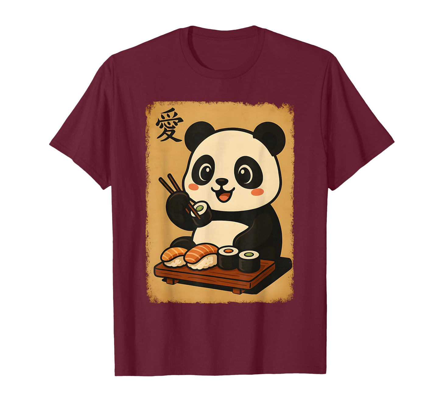 Cute Kawaii Panda Eating Sushi Funny Japanese Panda Graphic T-Shirt