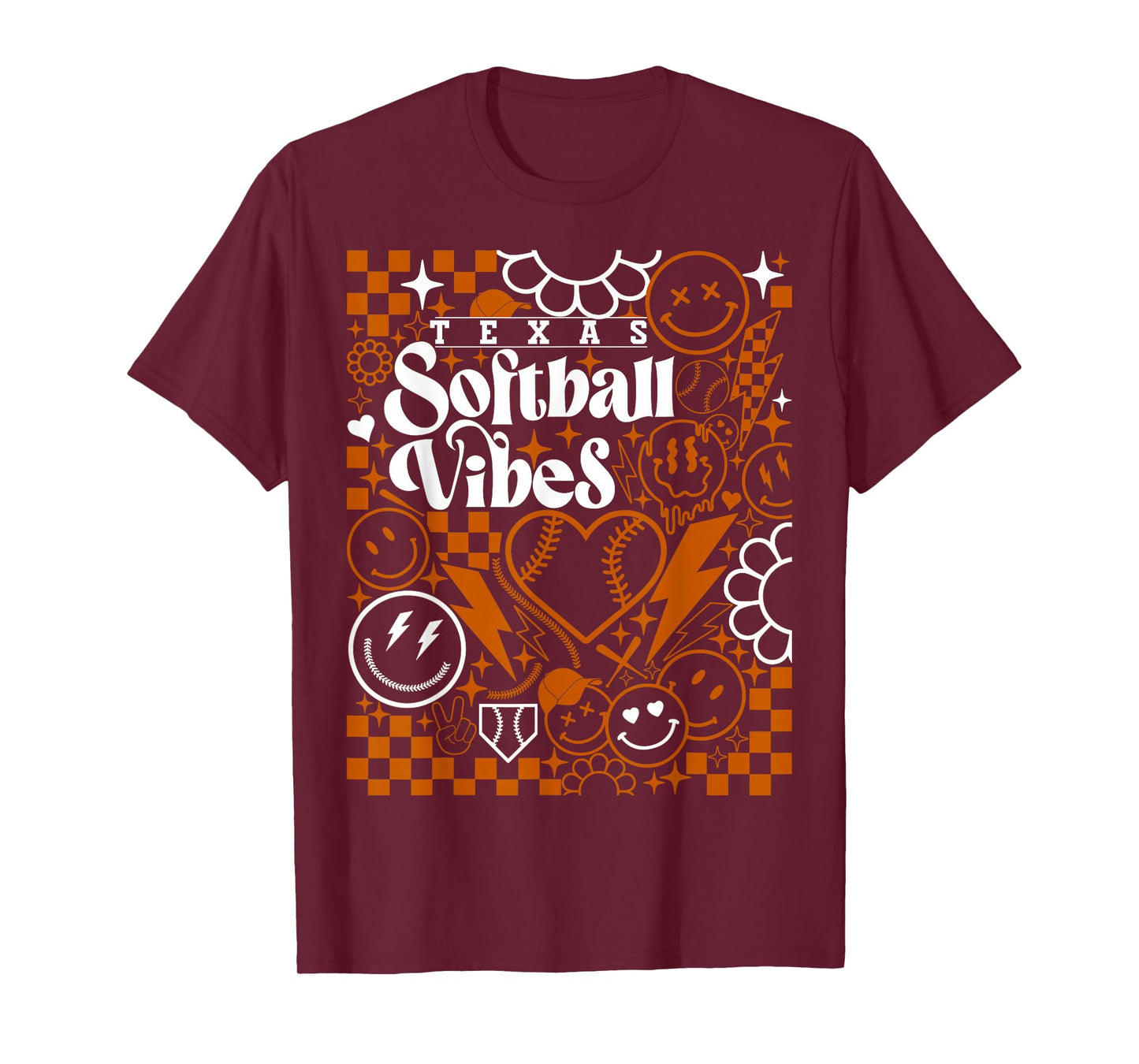 Texas Softball Vintage Mens Kids Team Retro Softball Fan T-Shirt