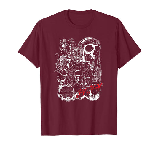Disney Pirates of The Caribbean Jack Sparrow White Outline T-Shirt