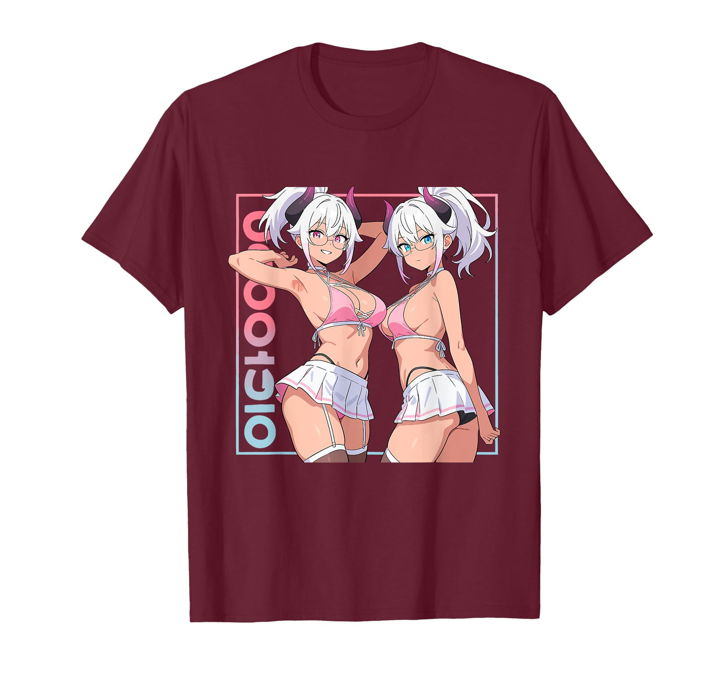 Waifu Sexy Anime Girl Horns Mini Skirt Japanese Retro Art T-Shirt