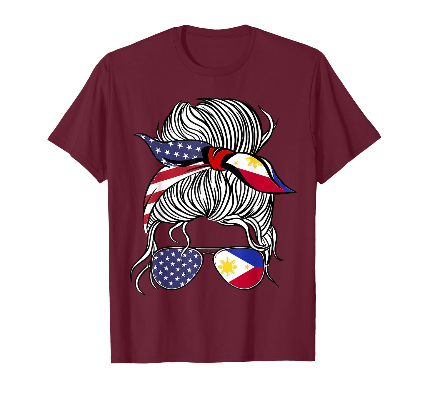 American Filipina Patriot Flag Women Girl Philippines Grown T-Shirt