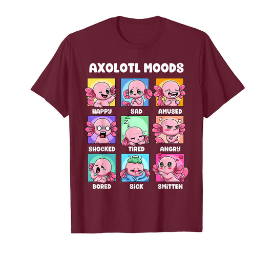 Axolotl Shirt - Kawaii Axolotl Moods Anime Axolotl Costume T-Shirt