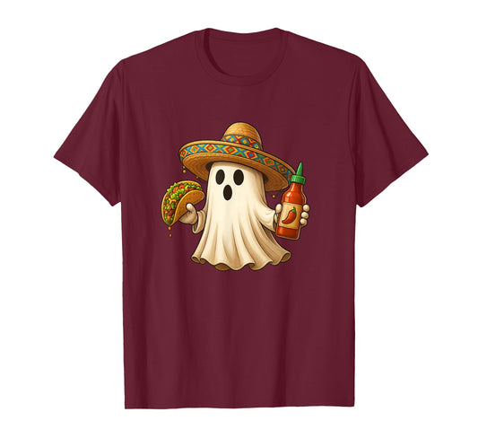 Tacos Halloween Mexican Food Halloween Tacos Chef Ghost T-Shirt