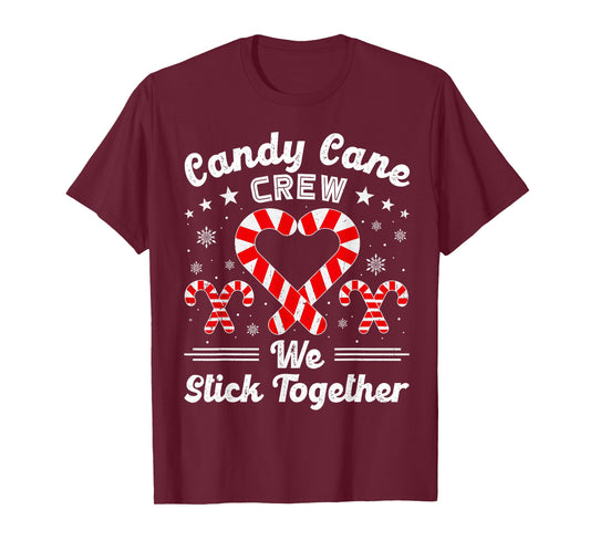 Christmas Candy Cane Heart Crew Family Matching Pajamas T-Shirt