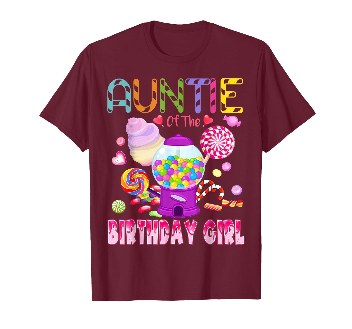 Auntie Of The Birthday Gifts Girl Candyland Candy Birthday T-Shirt