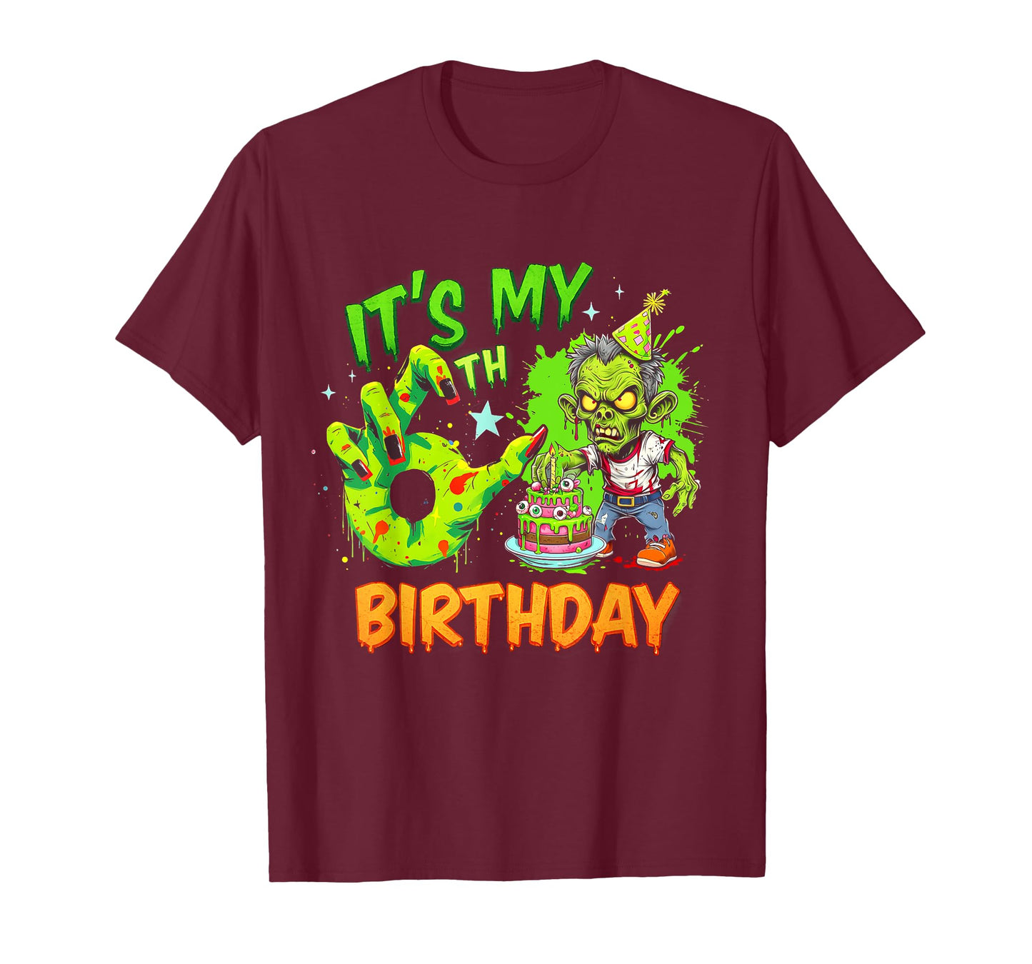 It's My 6Th Birthday Zombie Lover 6 Year Old Horror Bday T-Shirt