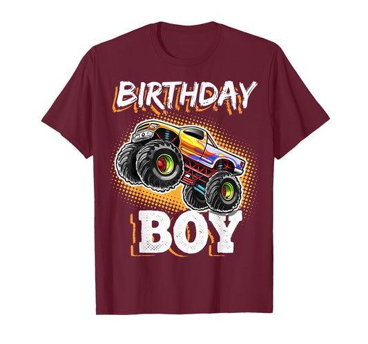 Birthday Boy Monster Truck Birthday Party Gift for Boys Kids T-Shirt