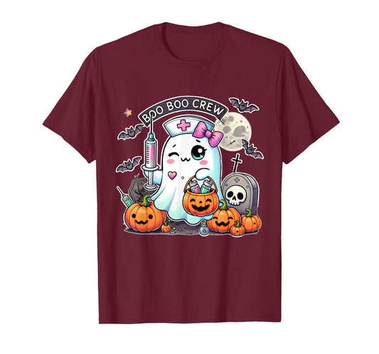 Boo Boo Crew Ghost and Pumpkins Seasonal Halloween Nurse T-Shirt