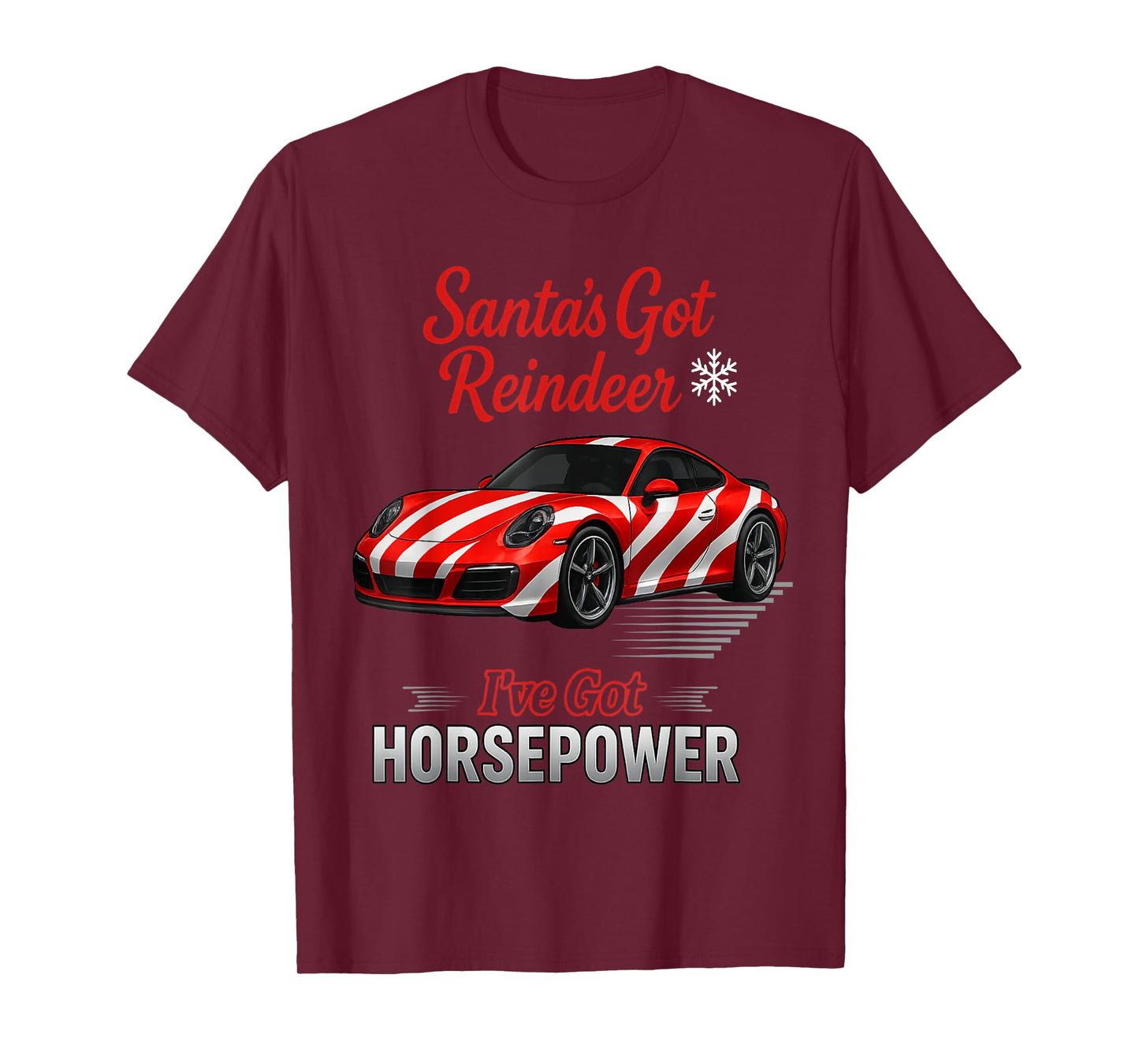 Christmas Holiday Horsepower Sleighing in A Candy Cane Car T-Shirt
