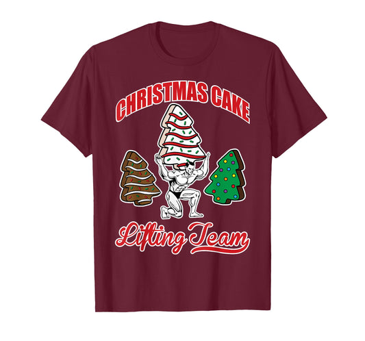 Christmas Cake Lifting Team Funny Gym Fitness Weightlifting T-Shirt