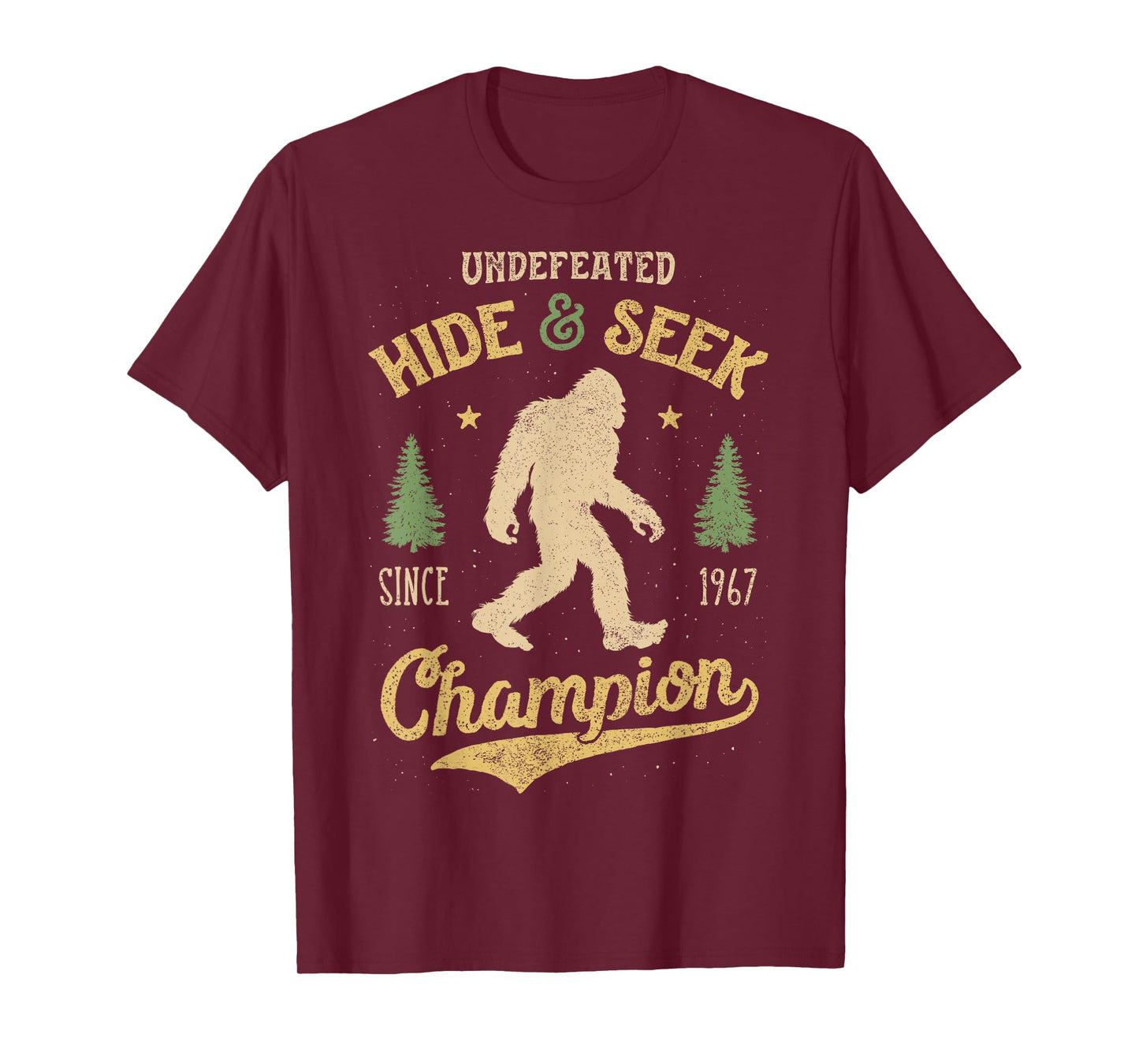 Bigfoot Hide And Seek Champion Funny Sasquatch Retro Vintage T-Shirt