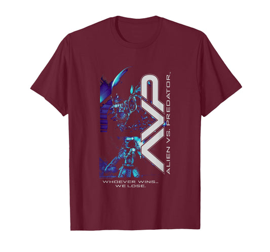 Alien vs Predator Whoever Wins… We Lose Big Chest Portrait T-Shirt