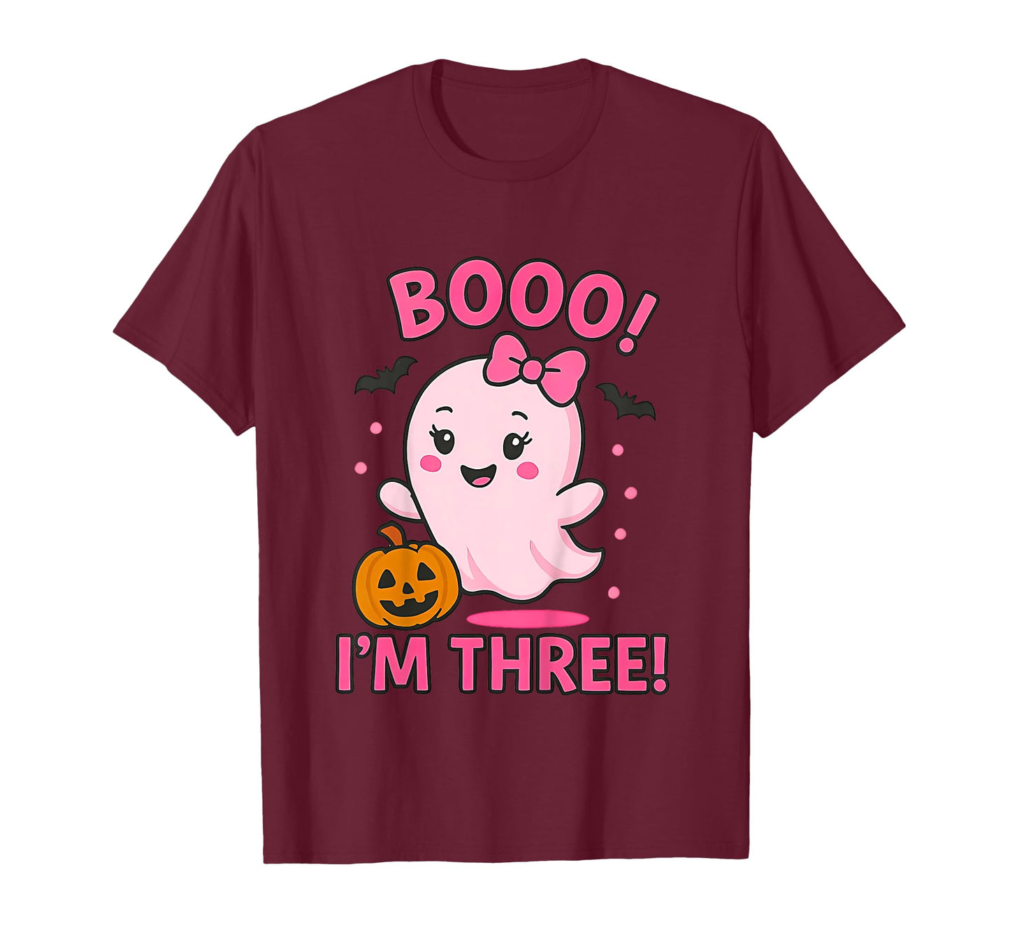 Ghost Boo I'm Three Years 3rd Birthday Toddler Halloween Tee T-Shirt