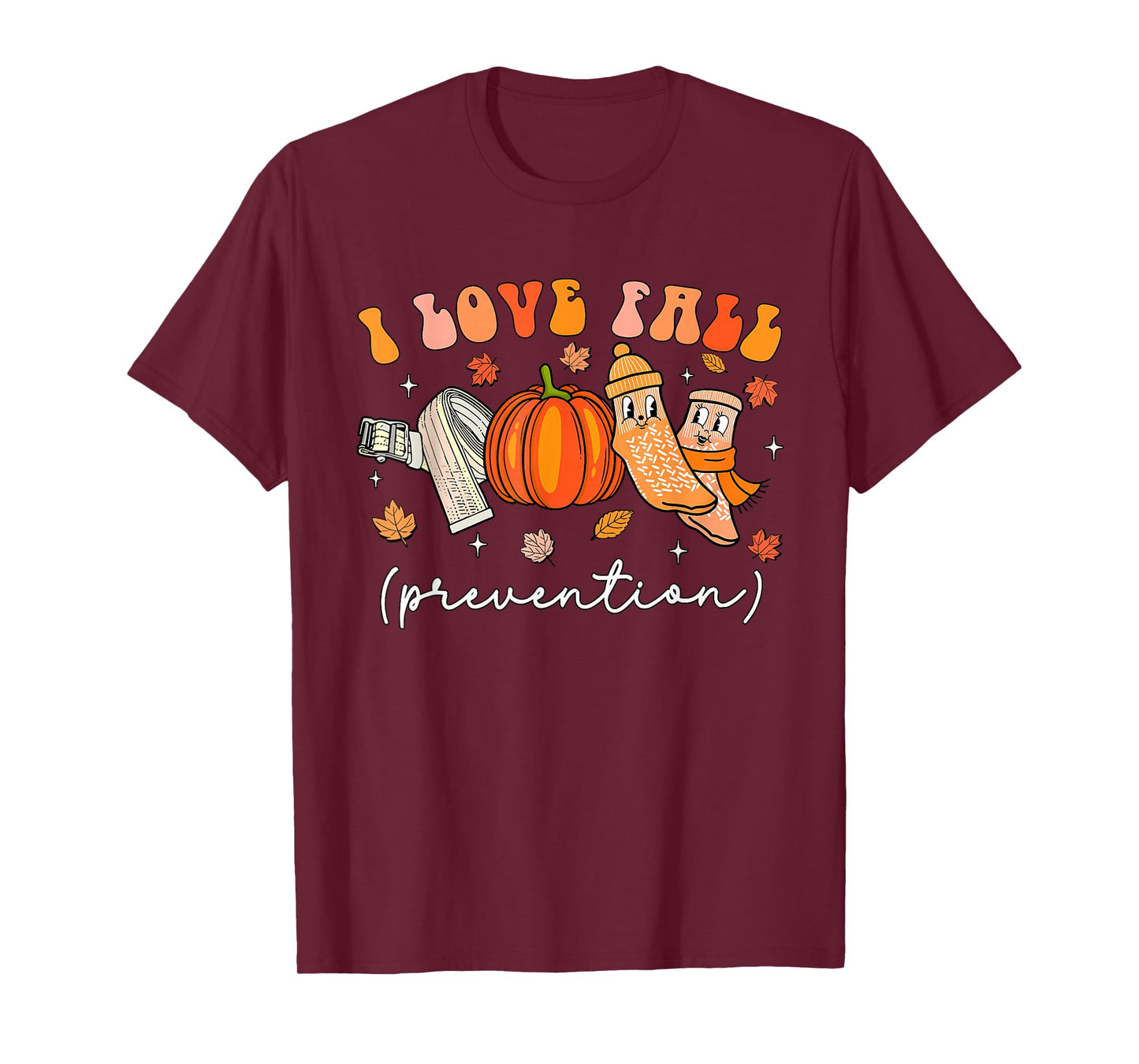 I Love Fall Prevention Fall Physical Therapy Women Men Nurse T-Shirt