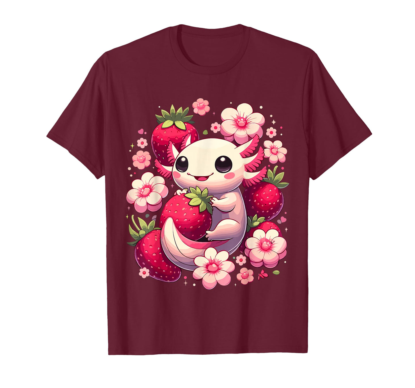 Cute Axolotl Kawaii Anime Axolotl Strawberry T-Shirt