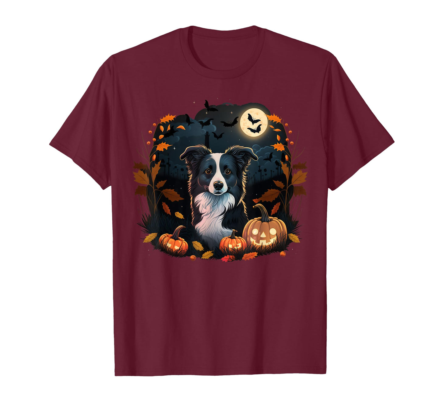 Pumpkin Border Collie costume on Border Collie Halloween T-Shirt