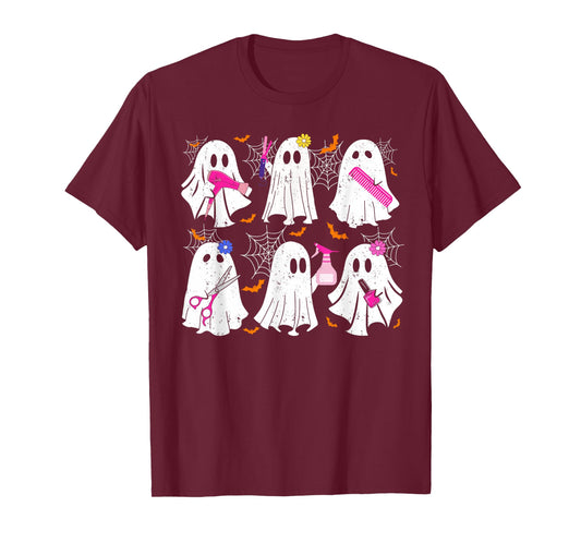 Ghost Hairdressers Halloween Funny Costume Spooky Stylists T-Shirt