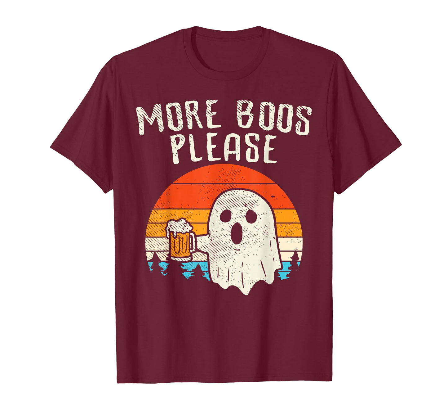 More Boos Please Ghost Beer Retro Halloween Drinking Men T-Shirt