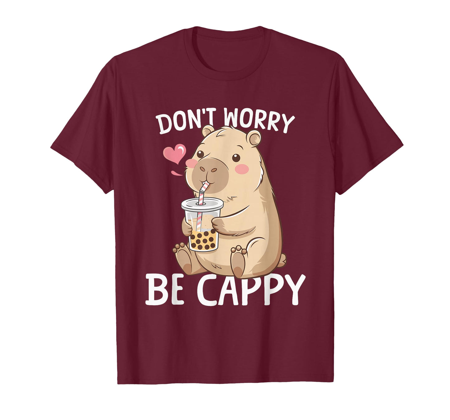 Cute Capybara Kawaii Anime Drinking Bubble Tea Capy Lover T-Shirt