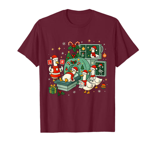 Funny Radiology Christmas Silly Goose Santa CT Tech MRI Tech T-Shirt