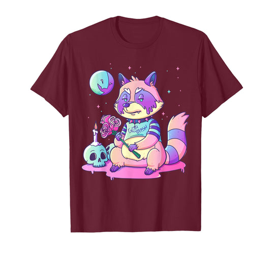 Pastel Goth Cute Creepy Raccoon Kawaii Goth Trash Menhera T-Shirt