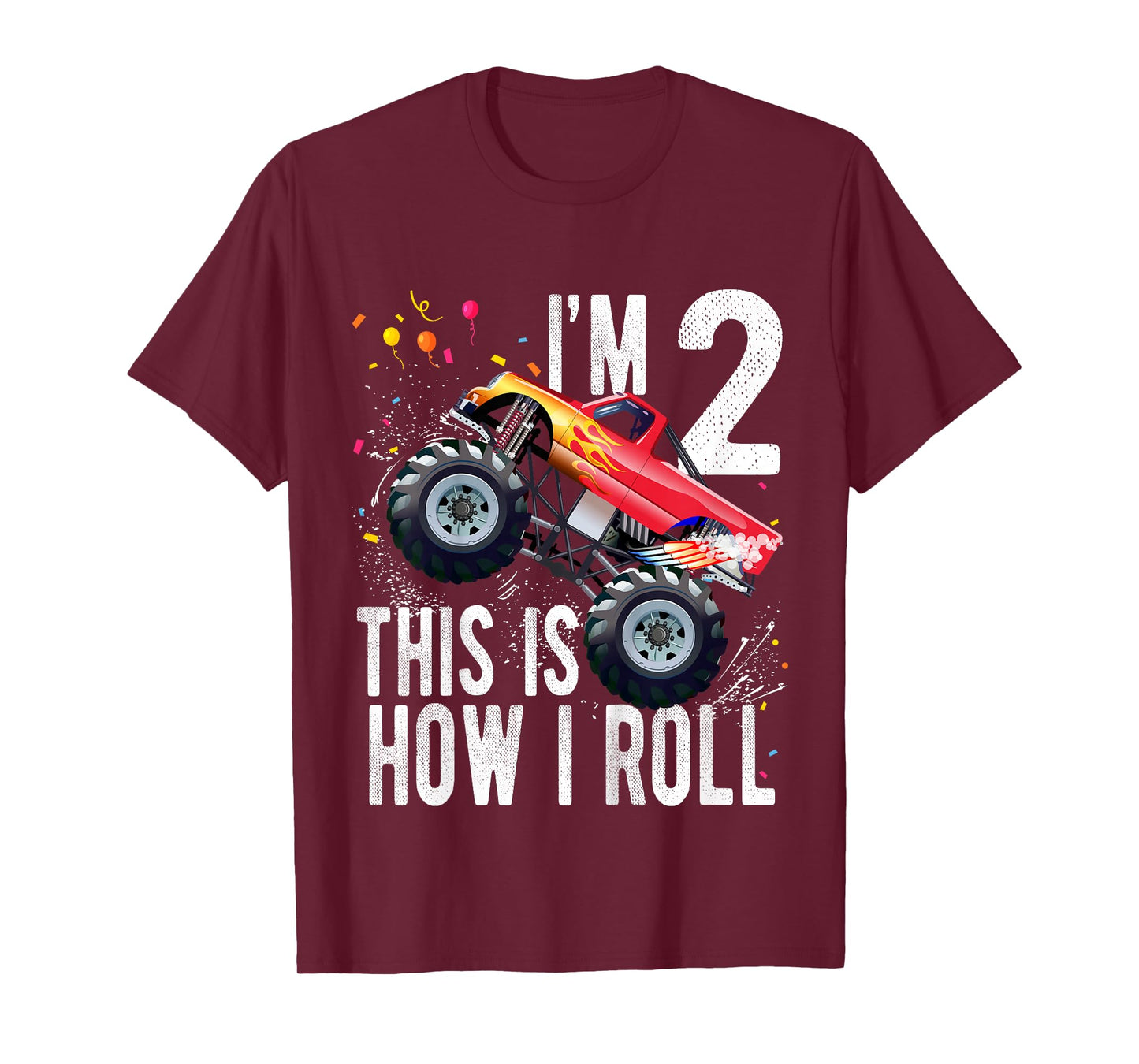 2 Year Old 2nd Birthday Boy Monster Truck Car T-Shirt
